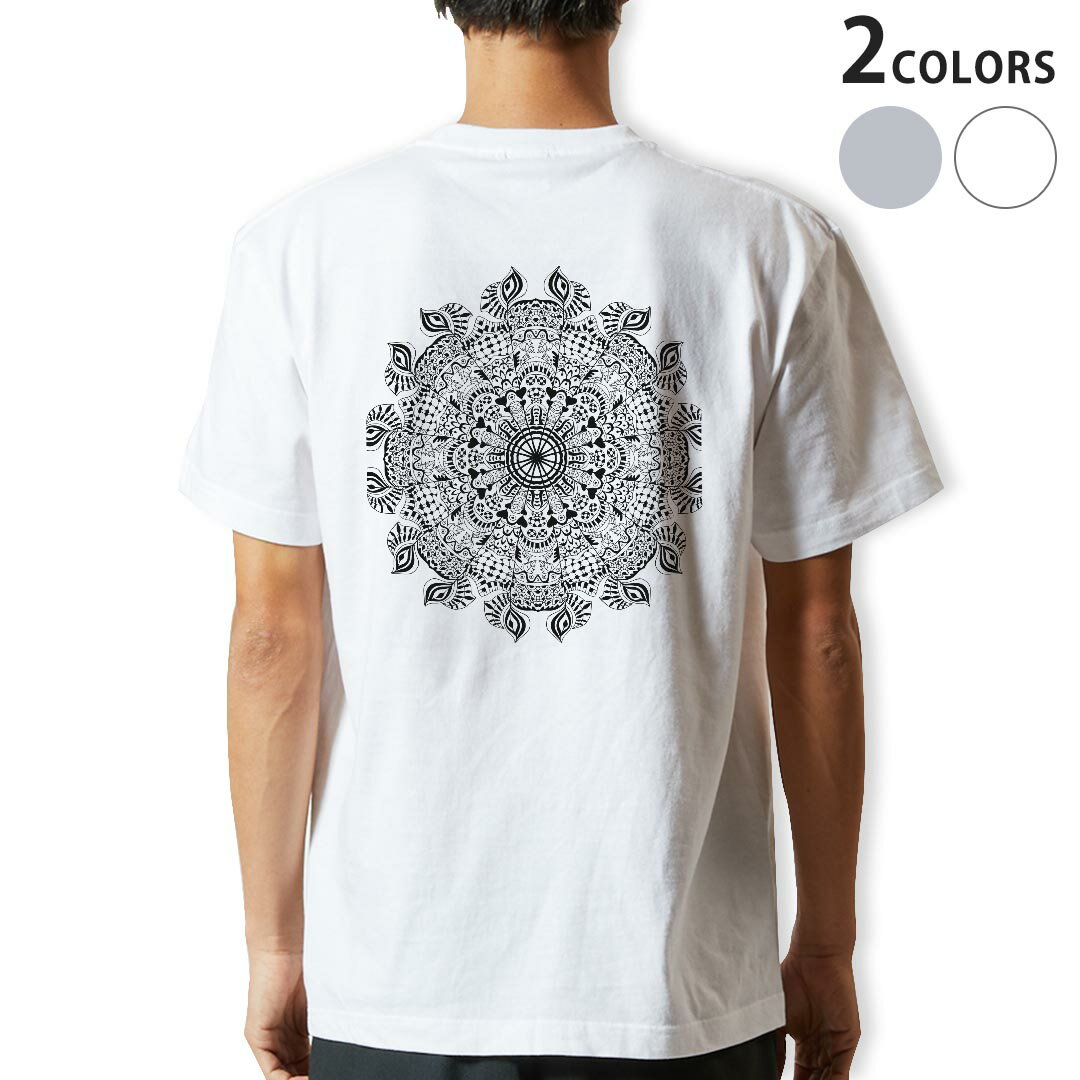 Tシャツ メンズ バックプリント半袖 ホワイト グレー デザイン XS S M L XL 2XL tシャツ ティーシャツ T shirt 013596 花　モノトーン　サイケデリック