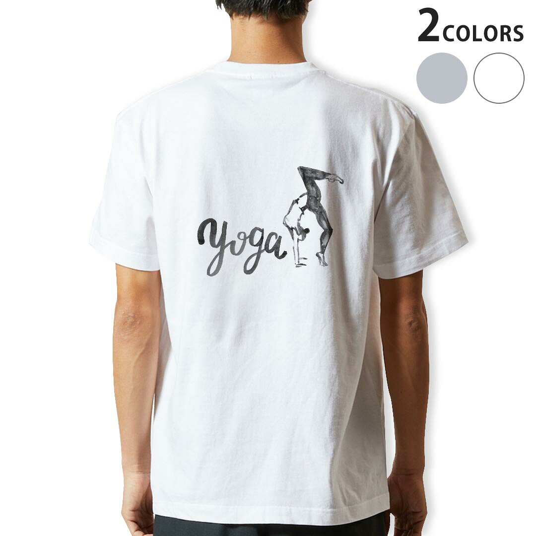 Tシャツ メンズ バックプリント半袖 ホワイト グレー デザイン XS S M L XL 2XL tシャツ ティーシャツ T shirt 013601 ヨガ 女性 体操