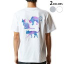 Tシャツ メンズ バックプリント半袖 ホワイト グレー デザイン XS S M L XL 2XL tシャツ ティーシャツ T shirt 013829 猫 水彩 動物