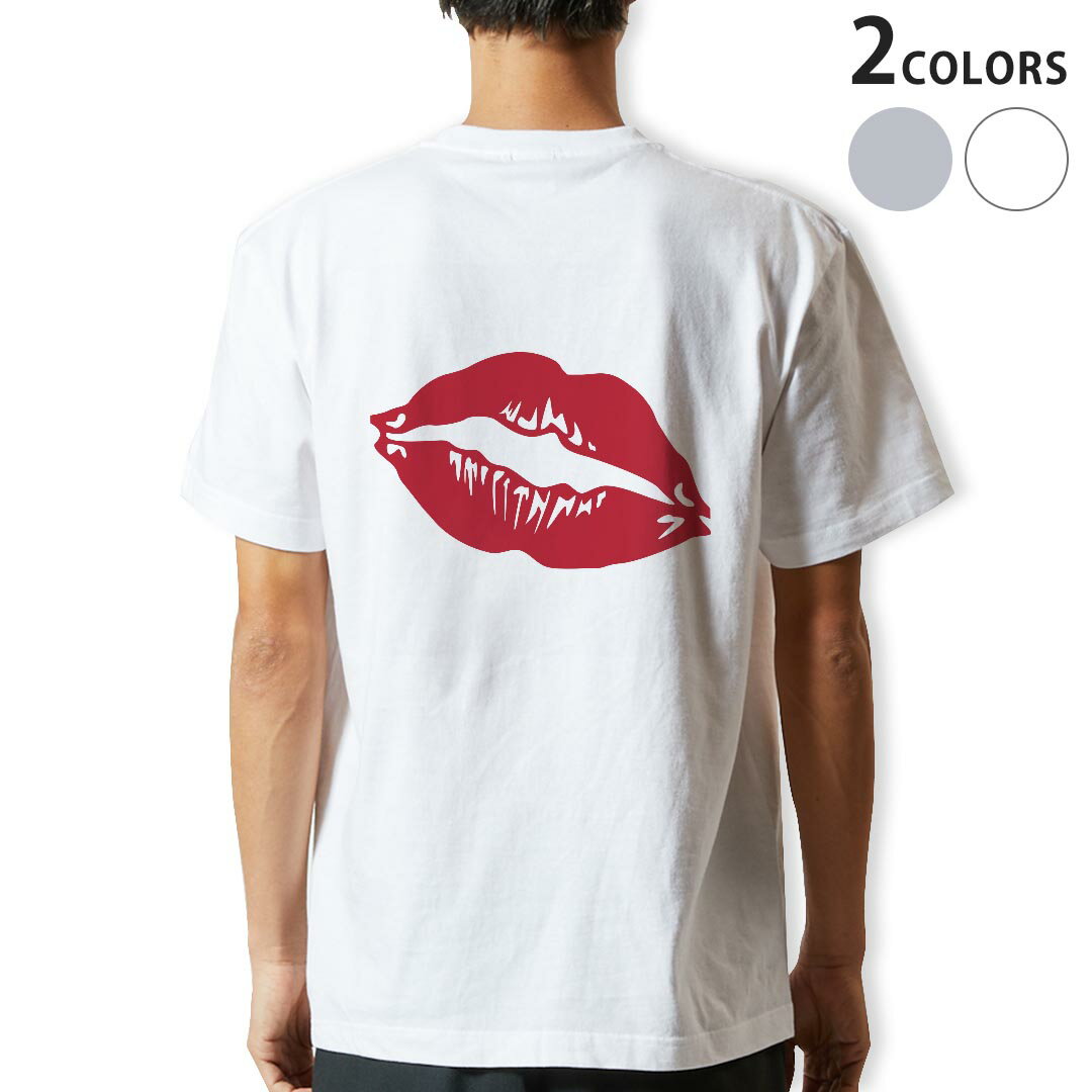 Tシャツ メンズ バックプリント半袖 ホワイト グレー デザイン XS S M L XL 2XL tシャツ ティーシャツ T shirt 013953 唇　リップ　赤(4)