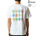 Tシャツ メンズ バックプリント半袖 ホワイト グレー デザイン XS S M L XL 2XL tシャツ ティーシャツ T shirt 015392 イースター たまご とり うさぎ パステル