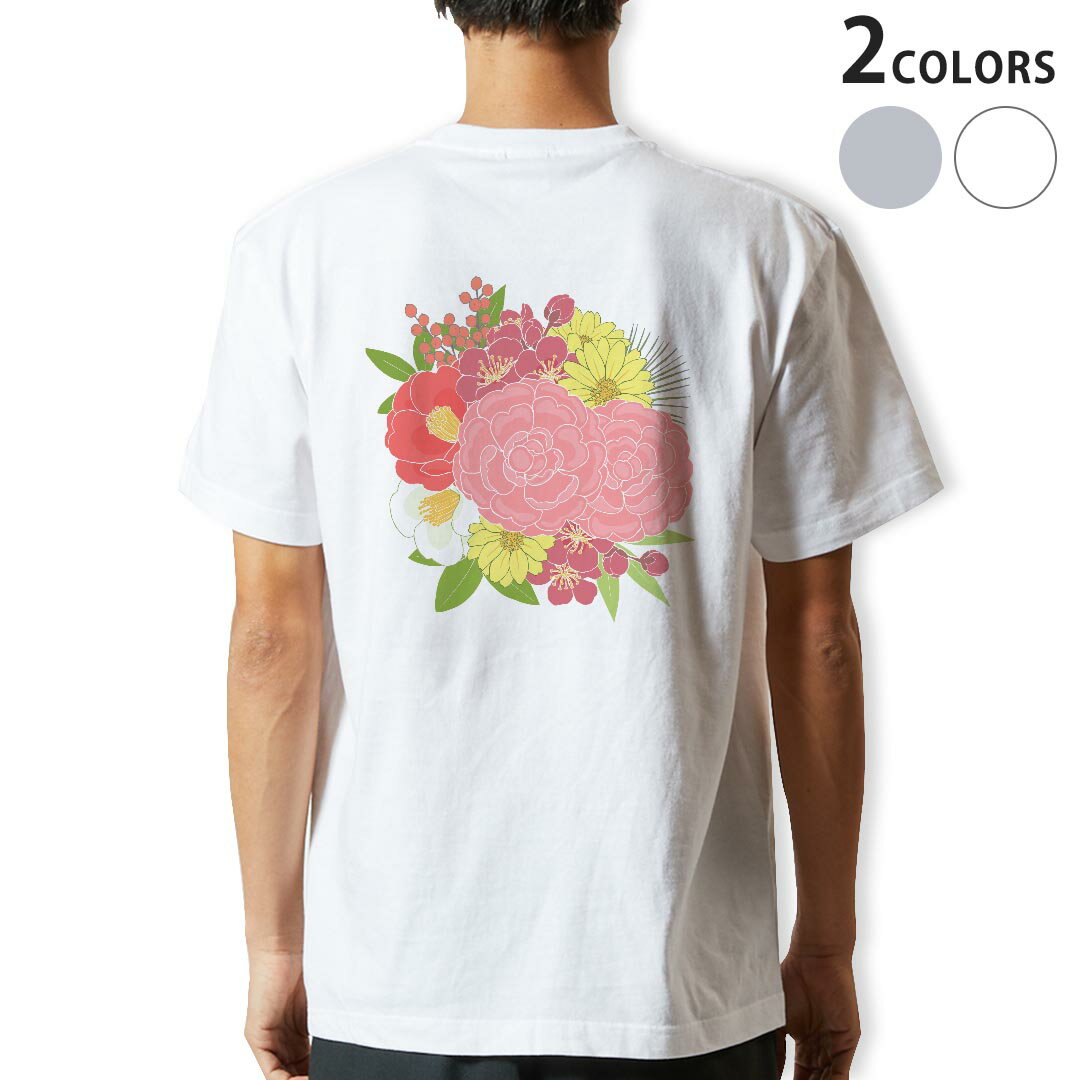 Tシャツ メンズ バックプリント半袖 ホワイト グレー デザイン XS S M L XL 2XL tシャツ ティーシャツ T shirt 015571 花　絵　バラ　花束