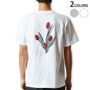 Tシャツ メンズ バックプリント半袖 ホワイト グレー デザイン XS S M L XL 2XL tシャツ ティーシャツ T shirt 016287 チューリップ 植物 花