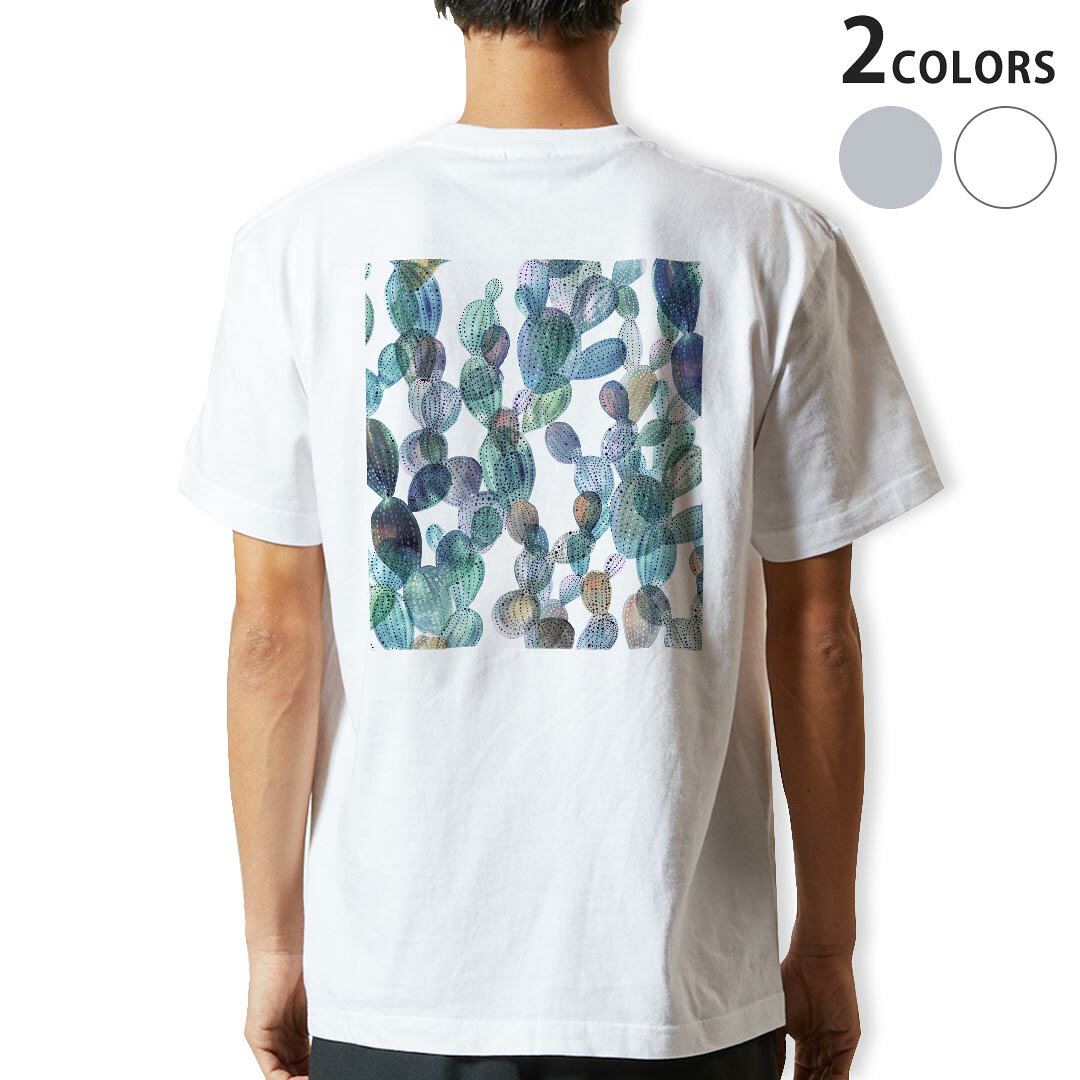 Spain （Clubs） - Tシャツ メンズ バックプリント半袖 ホワイト グレー デザイン XS S M L XL 2XL tシャツ ティーシャツ T shirt 016359 サボテン　植物　グラデーション