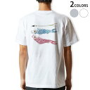Tシャツ メンズ バックプリント半袖 ホワイト グレー デザイン XS S M L XL 2XL tシャツ ティーシャツ T shirt 017703 鯉のぼり...