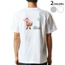 Tシャツ メンズ バックプリント半袖 ホワイト グレー デザイン XS S M L XL 2XL tシャツ ティーシャツ T shirt 017817 サンタ ...