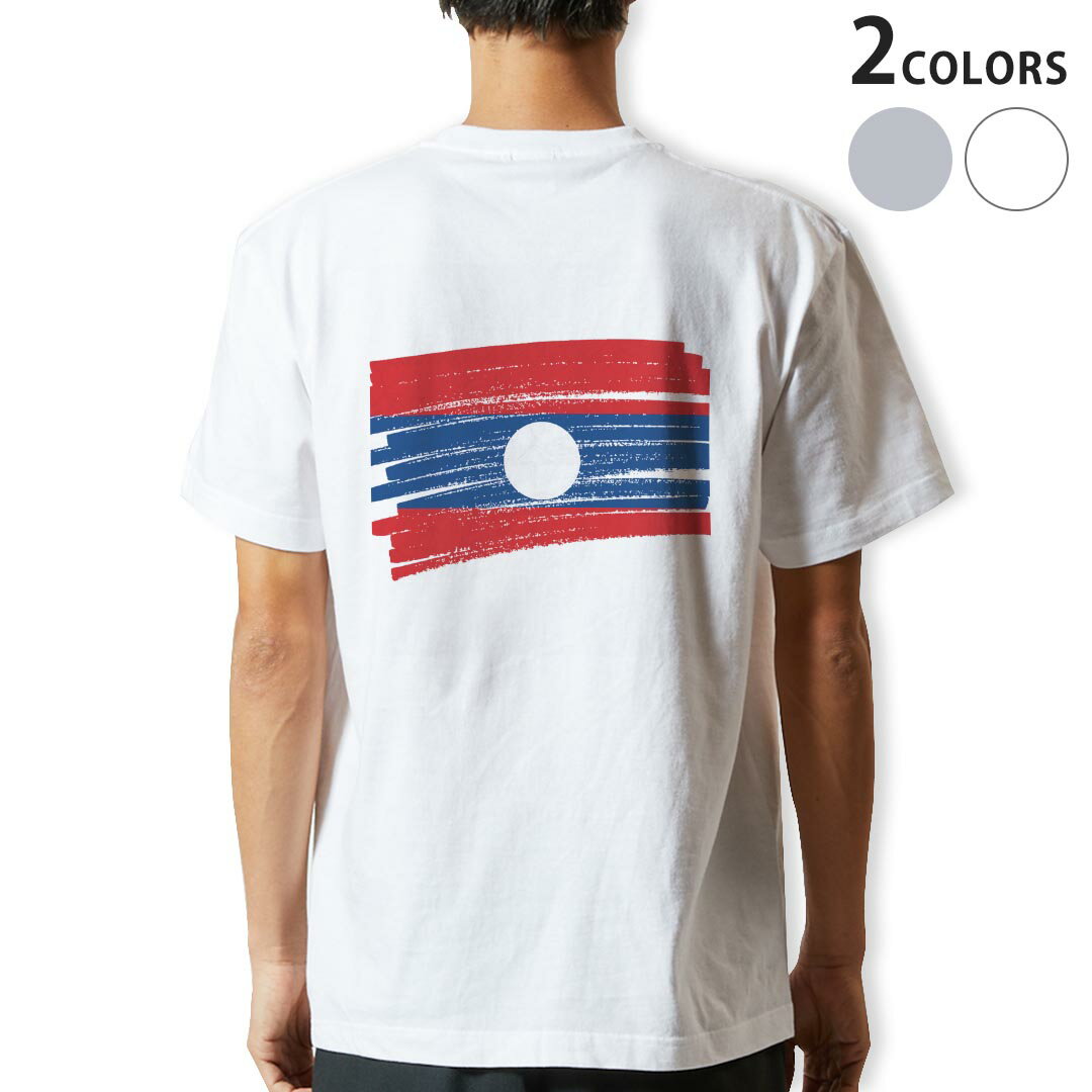 Tシャツ メンズ バックプリント半袖 ホワイト グレー デザイン XS S M L XL 2XL tシャツ ティーシャツ T shirt 018486 laos ラオス
