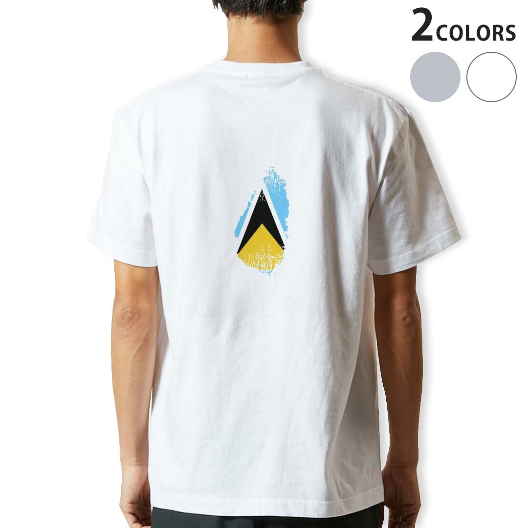Shirts, T-Shirts - Tシャツ メンズ バックプリント半袖 ホワイト グレー デザイン XS S M L XL 2XL tシャツ ティーシャツ T shirt 018933 saint_lucia セントルシア