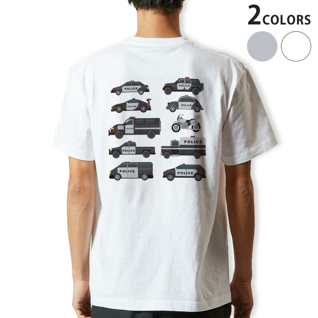 Tシャツ メンズ バックプリント半袖 ホワイト グレー デザイン XS S M L XL 2XL tシャツ ティーシャツ T shirt 019971 アメリカ パトカー