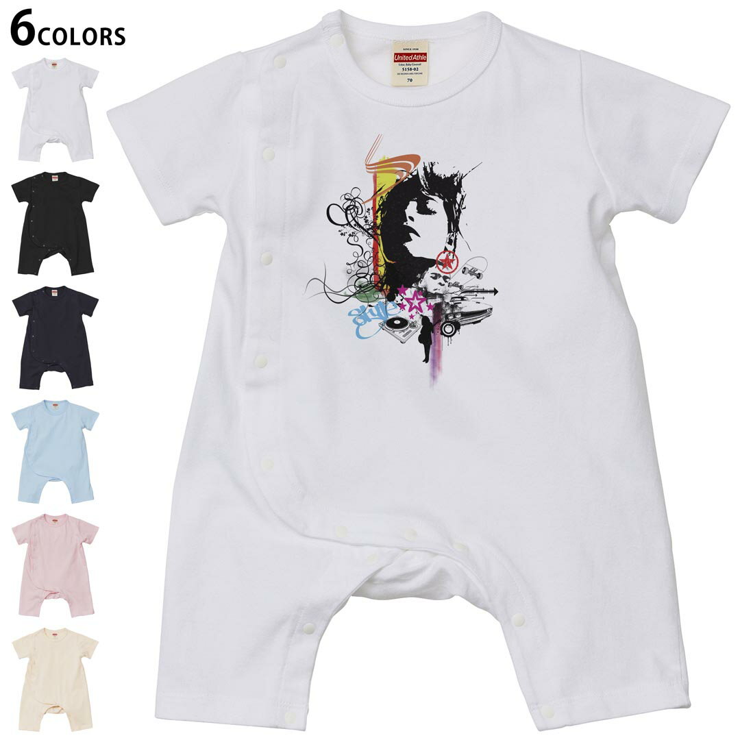 Short Sleeves - 選べる6カラー ロンパース カバーオール 赤ちゃん 半袖 デザイン 70cm 80cm　rompers ベビー 新生児 キッズ 70サイズ 80サイズ ギフト マタニティ 妊婦 出産祝い プレママ ティーシャツ T shirt 000116 HIPHOP　イラスト