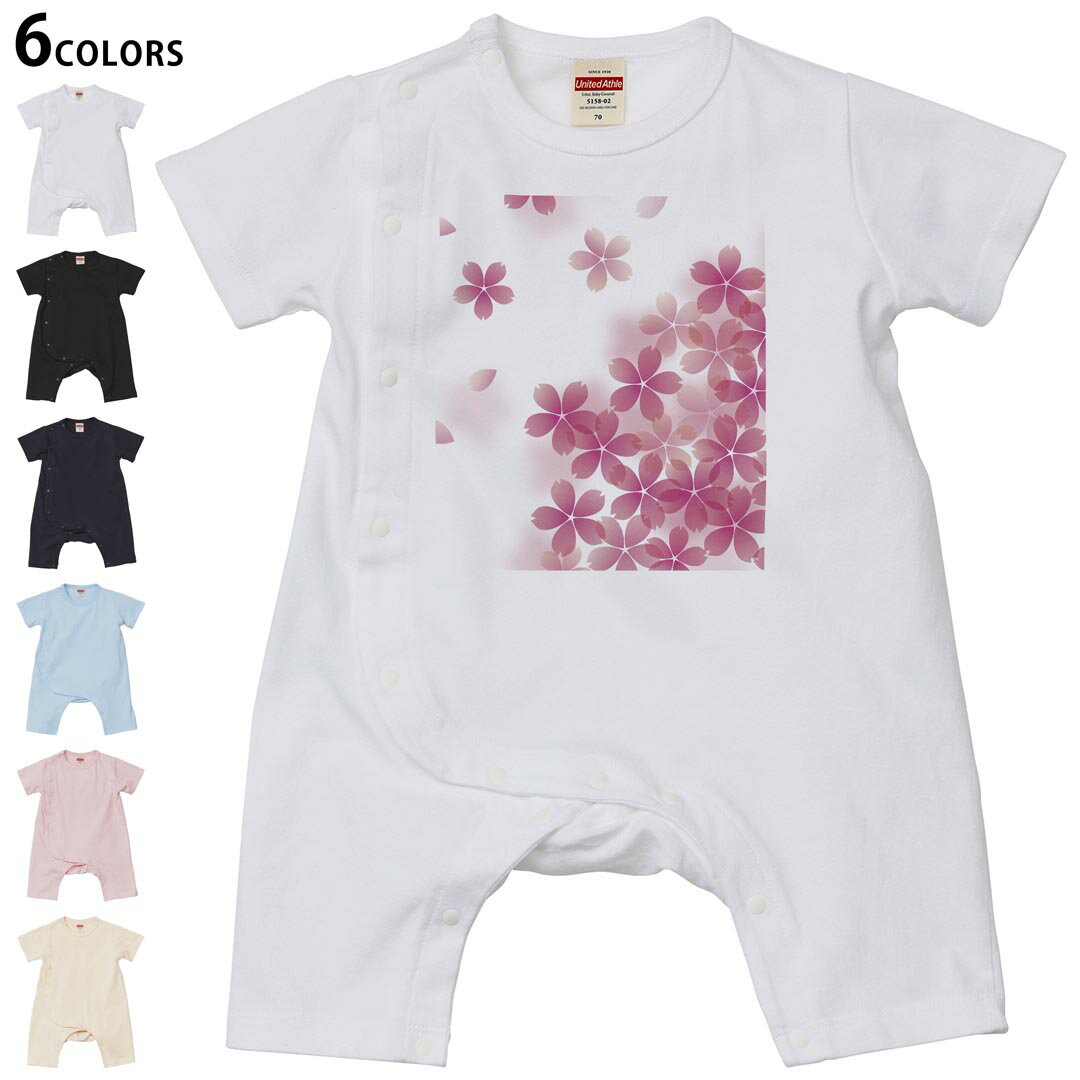 Short Sleeves - 選べる6カラー ロンパース カバーオール 赤ちゃん 半袖 デザイン 70cm 80cm　rompers ベビー 新生児 キッズ 70サイズ 80サイズ ギフト マタニティ 妊婦 出産祝い プレママ ティーシャツ T shirt 000257 桜　さくら　ピンク