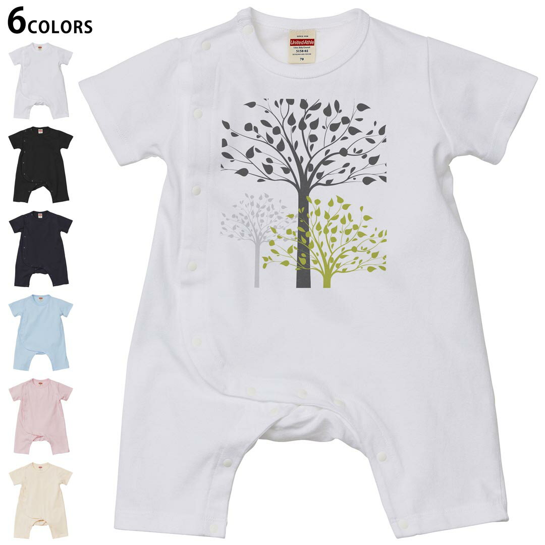 Short Sleeves - 選べる6カラー ロンパース カバーオール 赤ちゃん 半袖 デザイン 70cm 80cm　rompers ベビー 新生児 キッズ 70サイズ 80サイズ ギフト マタニティ 妊婦 出産祝い プレママ ティーシャツ T shirt 001179 木　葉