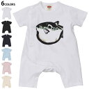 選べる6カラー ロンパース カバーオール 赤ちゃん 半袖 デザイン 70cm 80cm rompers ベビー 新生児 キッズ 70サイズ 80サイズ ギフト マタニティ 妊婦 出産祝い プレママ ティーシャツ T shirt 001599 魚 ふぐ(4)