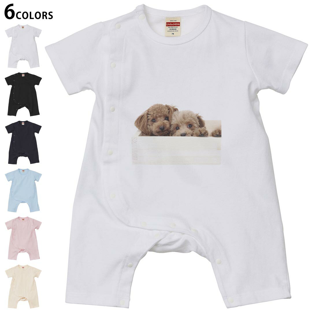 選べる6カラー ロンパース カバーオール 赤ちゃん 半袖 デザイン 70cm 80cm　rompers ベビー 新生児 キッズ 70サイズ 80サイズ ギフト マタニティ 妊婦 出産祝い プレママ ティーシャツ T shirt 002770 犬　動物　写真