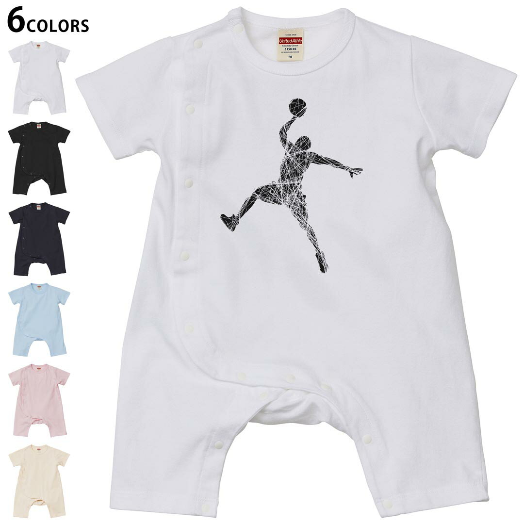 Short Sleeves - 選べる6カラー ロンパース カバーオール 赤ちゃん 半袖 デザイン 70cm 80cm　rompers ベビー 新生児 キッズ 70サイズ 80サイズ ギフト マタニティ 妊婦 出産祝い プレママ ティーシャツ T shirt 020041 スポーツ バスケット