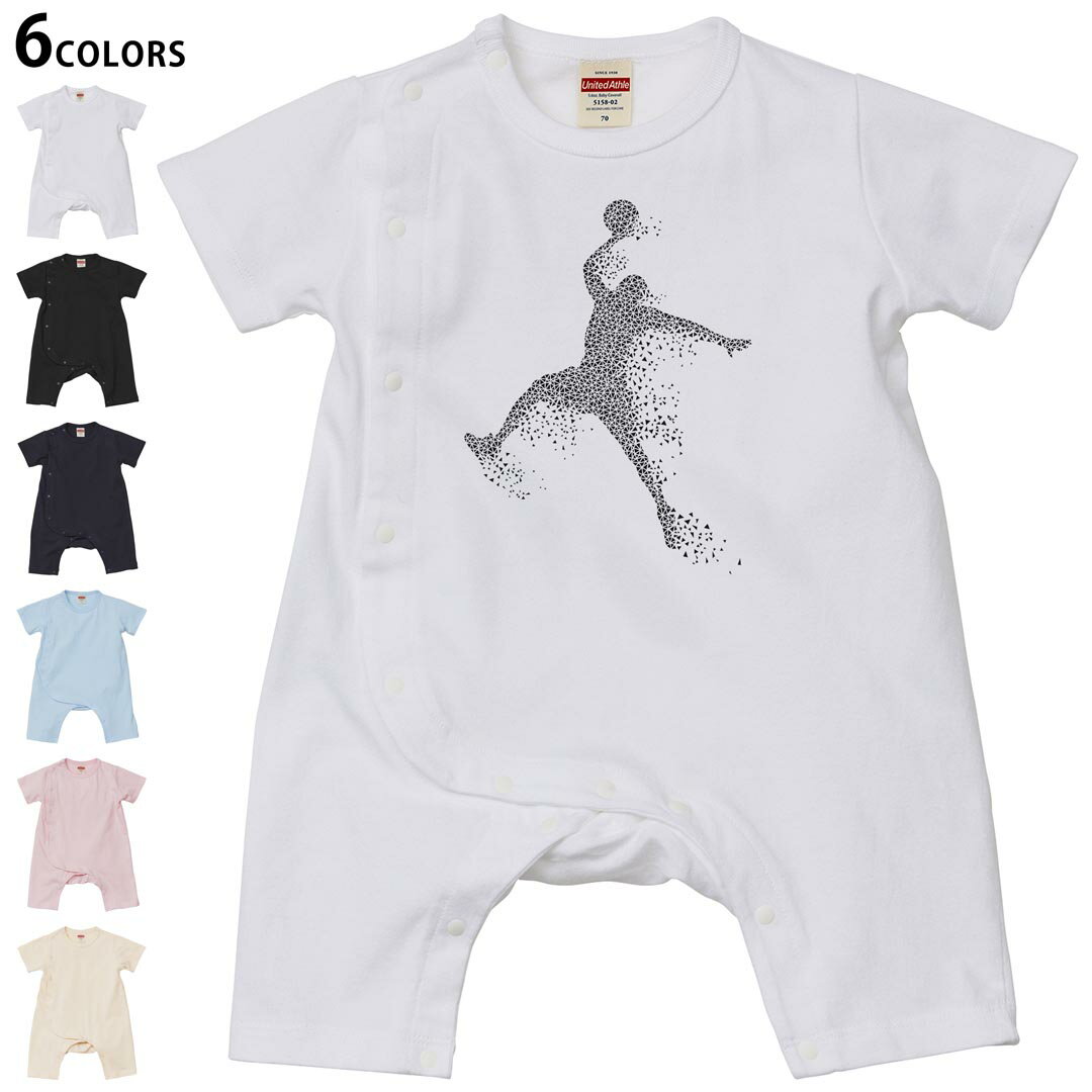 Short Sleeves - 選べる6カラー ロンパース カバーオール 赤ちゃん 半袖 デザイン 70cm 80cm　rompers ベビー 新生児 キッズ 70サイズ 80サイズ ギフト マタニティ 妊婦 出産祝い プレママ ティーシャツ T shirt 020047 スポーツ バスケット