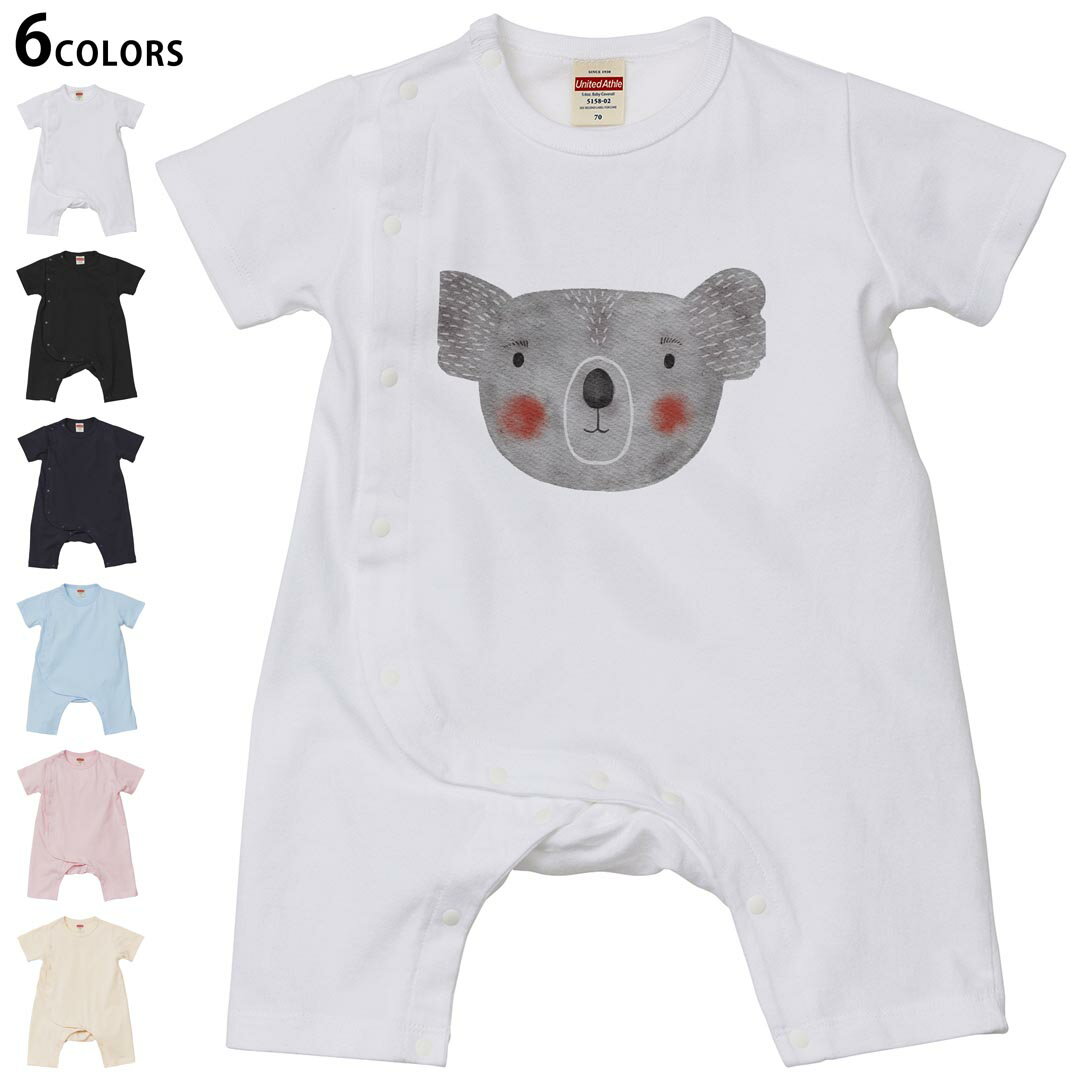 Short Sleeves - 選べる6カラー ロンパース カバーオール 赤ちゃん 半袖 デザイン 70cm 80cm　rompers ベビー 新生児 キッズ 70サイズ 80サイズ ギフト マタニティ 妊婦 出産祝い プレママ ティーシャツ T shirt 026107 動物　コアラ