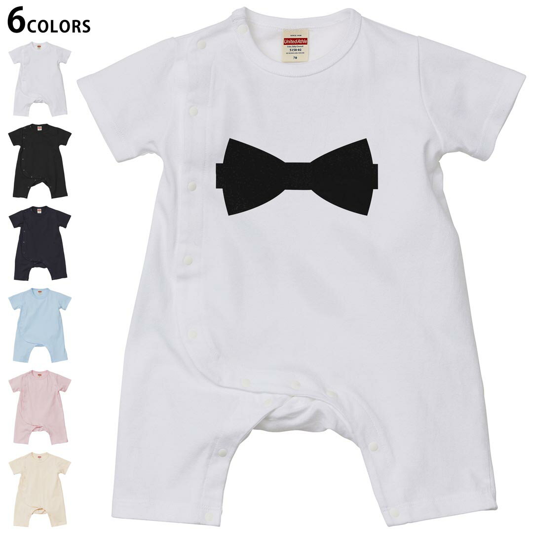 Short Sleeves - 選べる6カラー ロンパース カバーオール 赤ちゃん 半袖 デザイン 70cm 80cm　rompers ベビー 新生児 キッズ 70サイズ 80サイズ ギフト マタニティ 妊婦 出産祝い プレママ ティーシャツ T shirt 026204 リボン　蝶ネクタイ