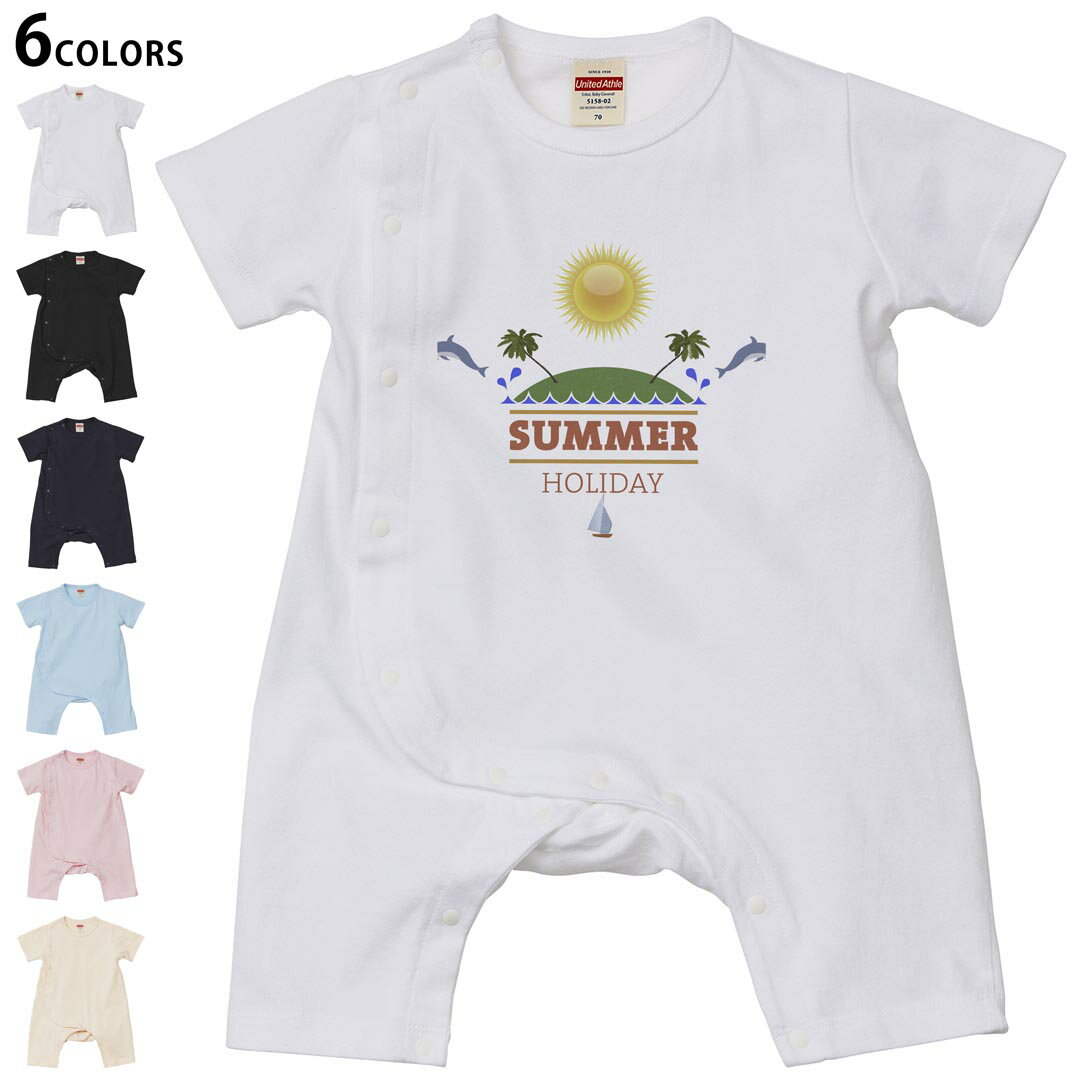 Short Sleeves - 選べる6カラー ロンパース カバーオール 赤ちゃん 半袖 デザイン 70cm 80cm　rompers ベビー 新生児 キッズ 70サイズ 80サイズ ギフト マタニティ 妊婦 出産祝い プレママ ティーシャツ T shirt 026253 イルカ　夏