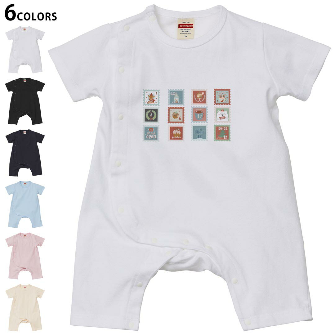 選べる6カラー ロンパース カバーオール 赤ちゃん 半袖 デザイン 70cm 80cm　rompers ベビー 新生児 キ..