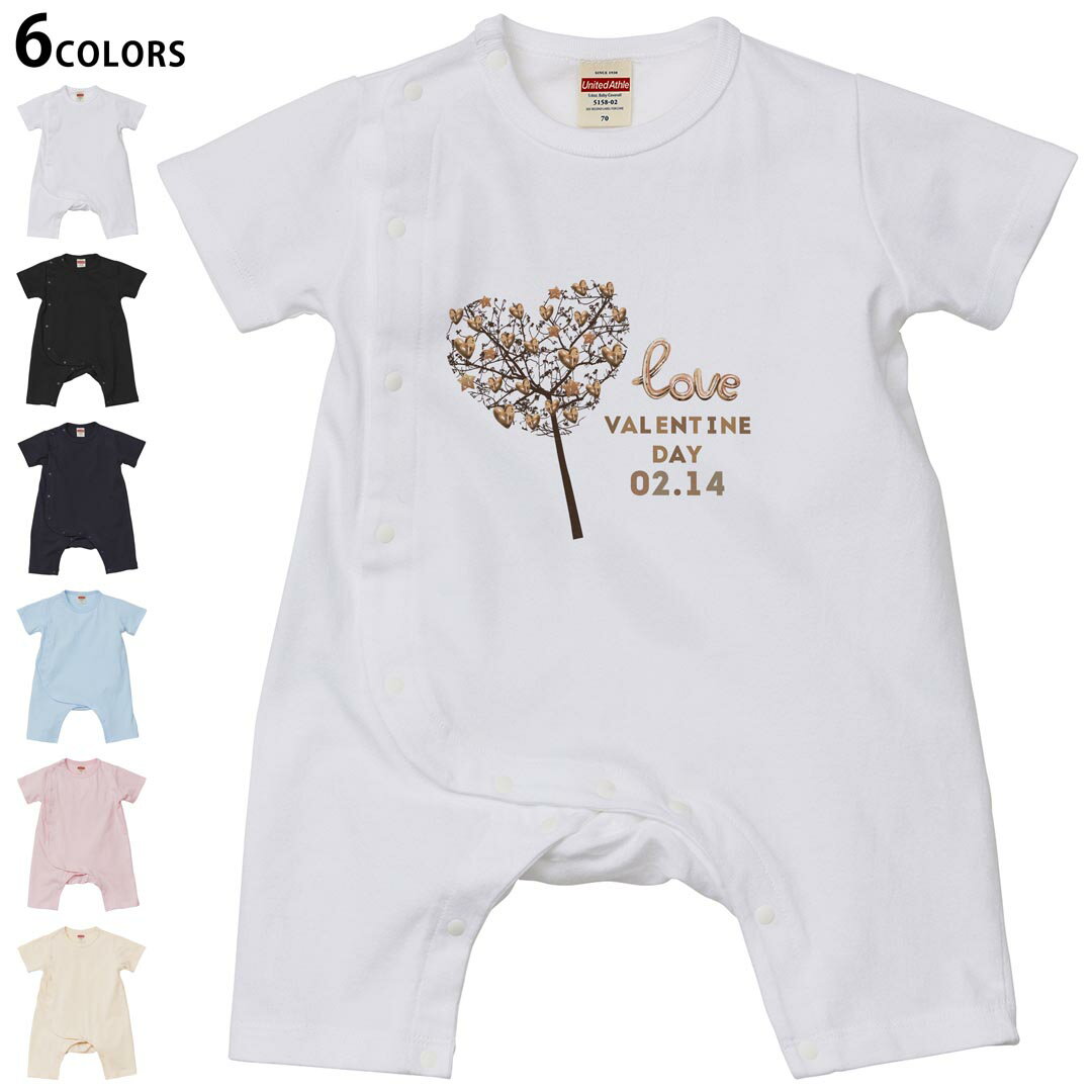 選べる6カラー ロンパース カバーオール 赤ちゃん 半袖 デザイン 70cm 80cm rompers ベビー 新生児 キッズ 70サイズ 80サイズ ギフト マタニティ 妊婦 出産祝い プレママ ティーシャツ T shirt 031580 ハート 木