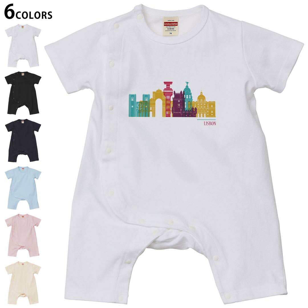 Coverall - 選べる6カラー ロンパース カバーオール 赤ちゃん 半袖 デザイン 70cm 80cm　rompers ベビー 新生児 キッズ 70サイズ 80サイズ ギフト マタニティ 妊婦 出産祝い プレママ ティーシャツ T shirt 031735 リスボン おしゃれ ビル