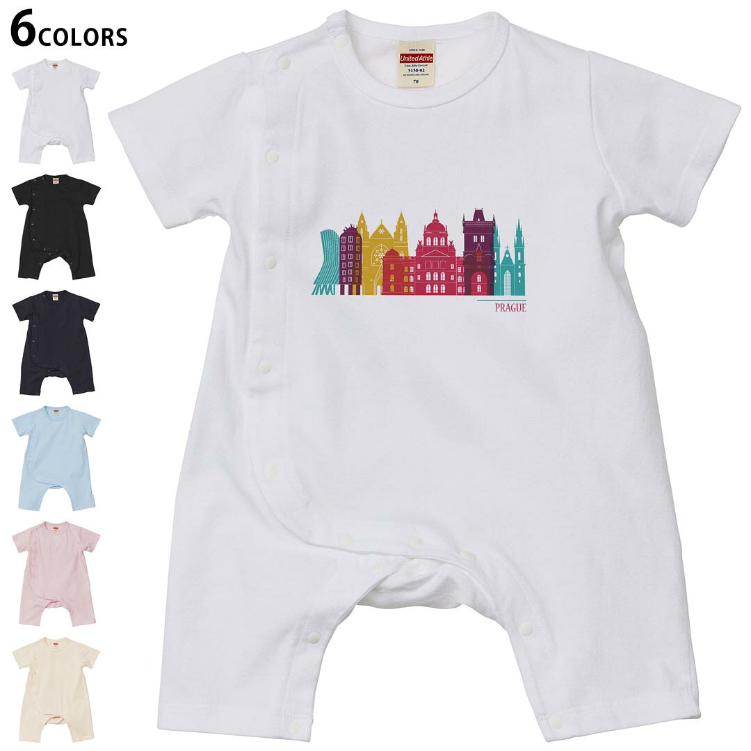 Short Sleeves - 選べる6カラー ロンパース カバーオール 赤ちゃん 半袖 デザイン 70cm 80cm　rompers ベビー 新生児 キッズ 70サイズ 80サイズ ギフト マタニティ 妊婦 出産祝い プレママ ティーシャツ T shirt 031741 プラハ おしゃれ チェコ