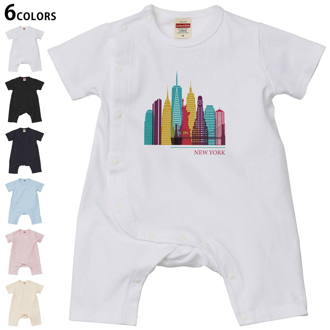 Short Sleeves - 選べる6カラー ロンパース カバーオール 赤ちゃん 半袖 デザイン 70cm 80cm　rompers ベビー 新生児 キッズ 70サイズ 80サイズ ギフト マタニティ 妊婦 出産祝い プレママ ティーシャツ T shirt 031771 ニューヨーク おしゃれ 自由の女神