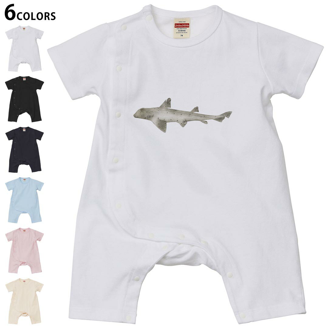 Short Sleeves - 選べる6カラー ロンパース カバーオール 赤ちゃん 半袖 デザイン 70cm 80cm　rompers ベビー 新生児 キッズ 70サイズ 80サイズ ギフト マタニティ 妊婦 出産祝い プレママ ティーシャツ T shirt 032193 鮫 シャーク
