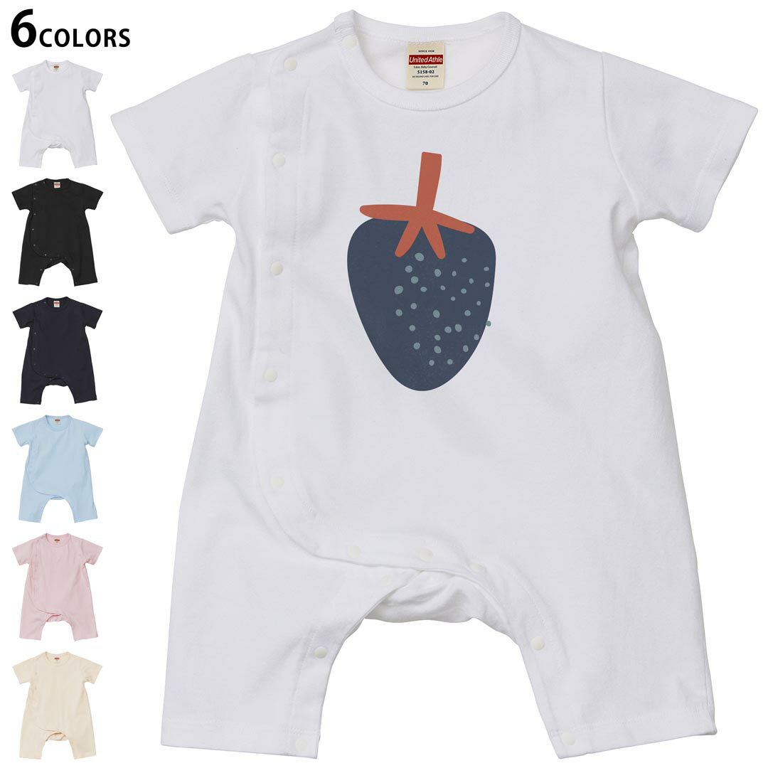 Short Sleeves - 選べる6カラー ロンパース カバーオール 赤ちゃん 半袖 デザイン 70cm 80cm　rompers ベビー 新生児 キッズ 70サイズ 80サイズ ギフト マタニティ 妊婦 出産祝い プレママ ティーシャツ T shirt 032209 イチゴ 苺
