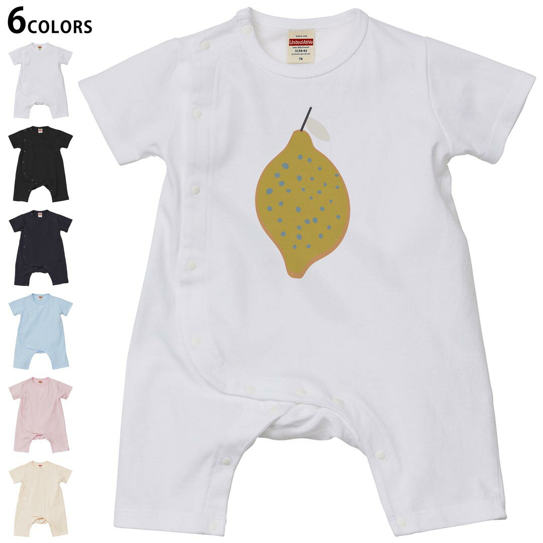 Short Sleeves - 選べる6カラー ロンパース カバーオール 赤ちゃん 半袖 デザイン 70cm 80cm　rompers ベビー 新生児 キッズ 70サイズ 80サイズ ギフト マタニティ 妊婦 出産祝い プレママ ティーシャツ T shirt 032212 レモン