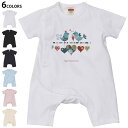 選べる6カラー ロンパース カバーオール 赤ちゃん 半袖 デザイン 70cm 80cm rompers ベビー 新生児 キッズ 70サイズ 80サイズ ギフト マタニティ 妊婦 出産祝い プレママ ティーシャツ T shirt 005286 ハート 鳥 バレンタイン