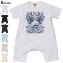 選べる6カラー ロンパース カバーオール 赤ちゃん 半袖 デザイン 70cm 80cm rompers ベビー 新生児 キッズ 70サイズ 80サイズ ギフト マタニティ 妊婦 出産祝い プレママ ティーシャツ T shirt 005345 ドクロ 骸骨 羽根 翼(4)