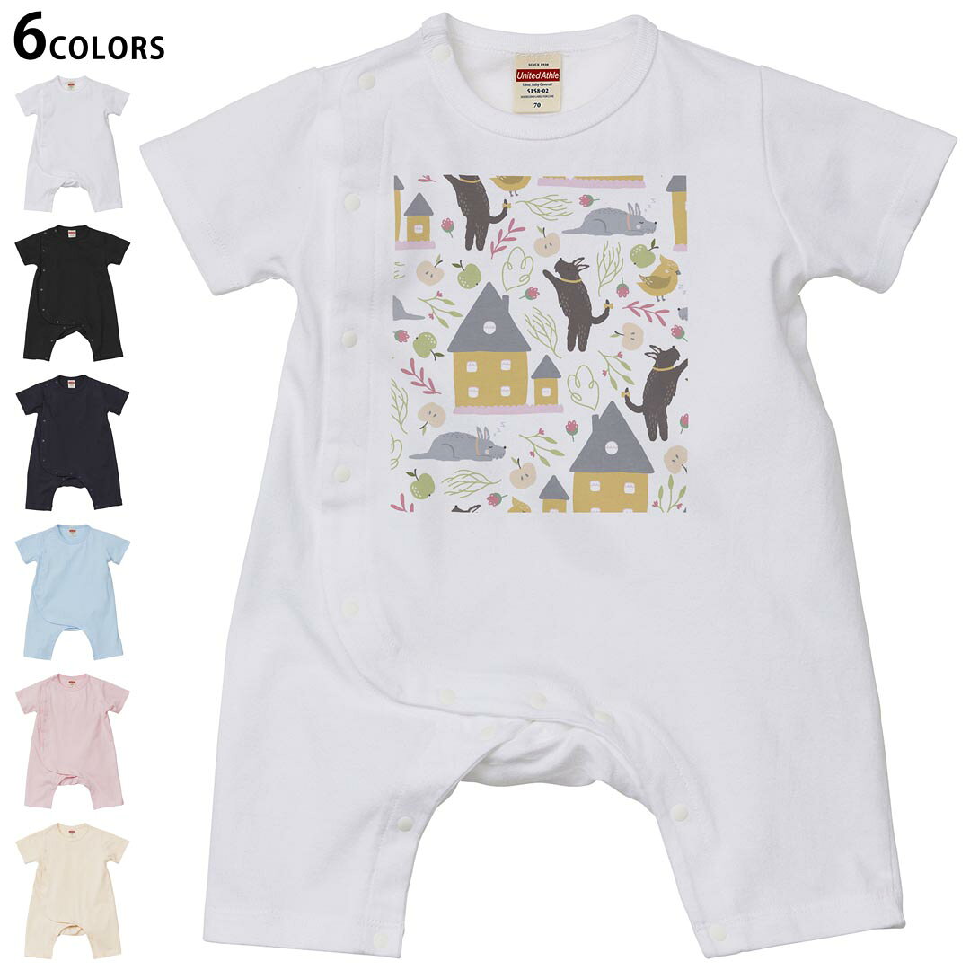 選べる6カラー ロンパース カバーオール 赤ちゃん 半袖 デザイン 70cm 80cm　rompers ベビー 新生児 キッズ 70サイズ 80サイズ ギフト マタニティ 妊婦 出産祝い プレママ ティーシャツ T shirt 050214