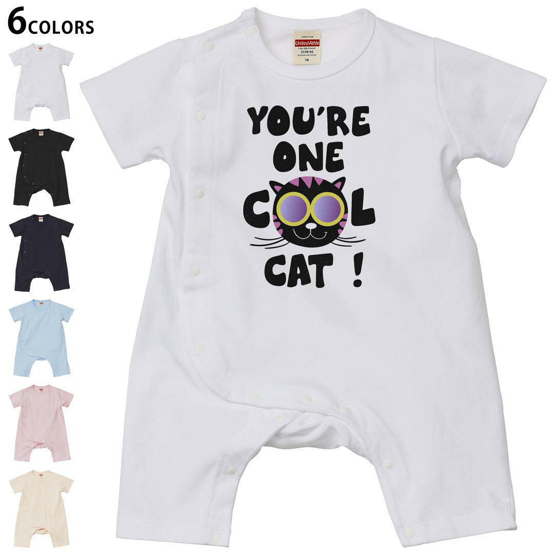 短袖 - 選べる6カラー ロンパース カバーオール 赤ちゃん 半袖 デザイン 70cm 80cm　rompers ベビー 新生児 キッズ 70サイズ 80サイズ ギフト マタニティ 妊婦 出産祝い プレママ ティーシャツ T shirt 006323 ねこ　英語　文字