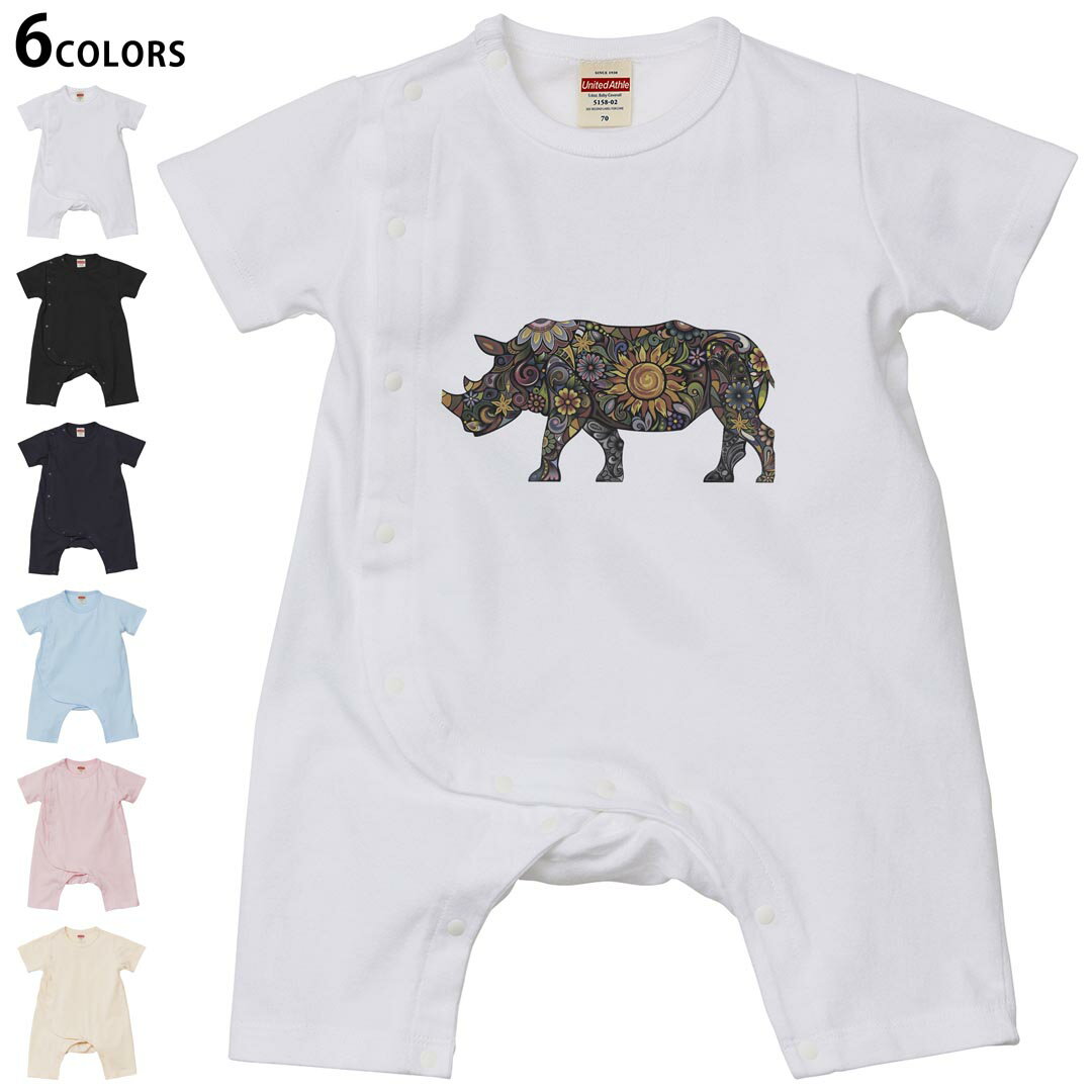 Short Sleeves - 選べる6カラー ロンパース カバーオール 赤ちゃん 半袖 デザイン 70cm 80cm　rompers ベビー 新生児 キッズ 70サイズ 80サイズ ギフト マタニティ 妊婦 出産祝い プレママ ティーシャツ T shirt 006336 サイ　動物　花