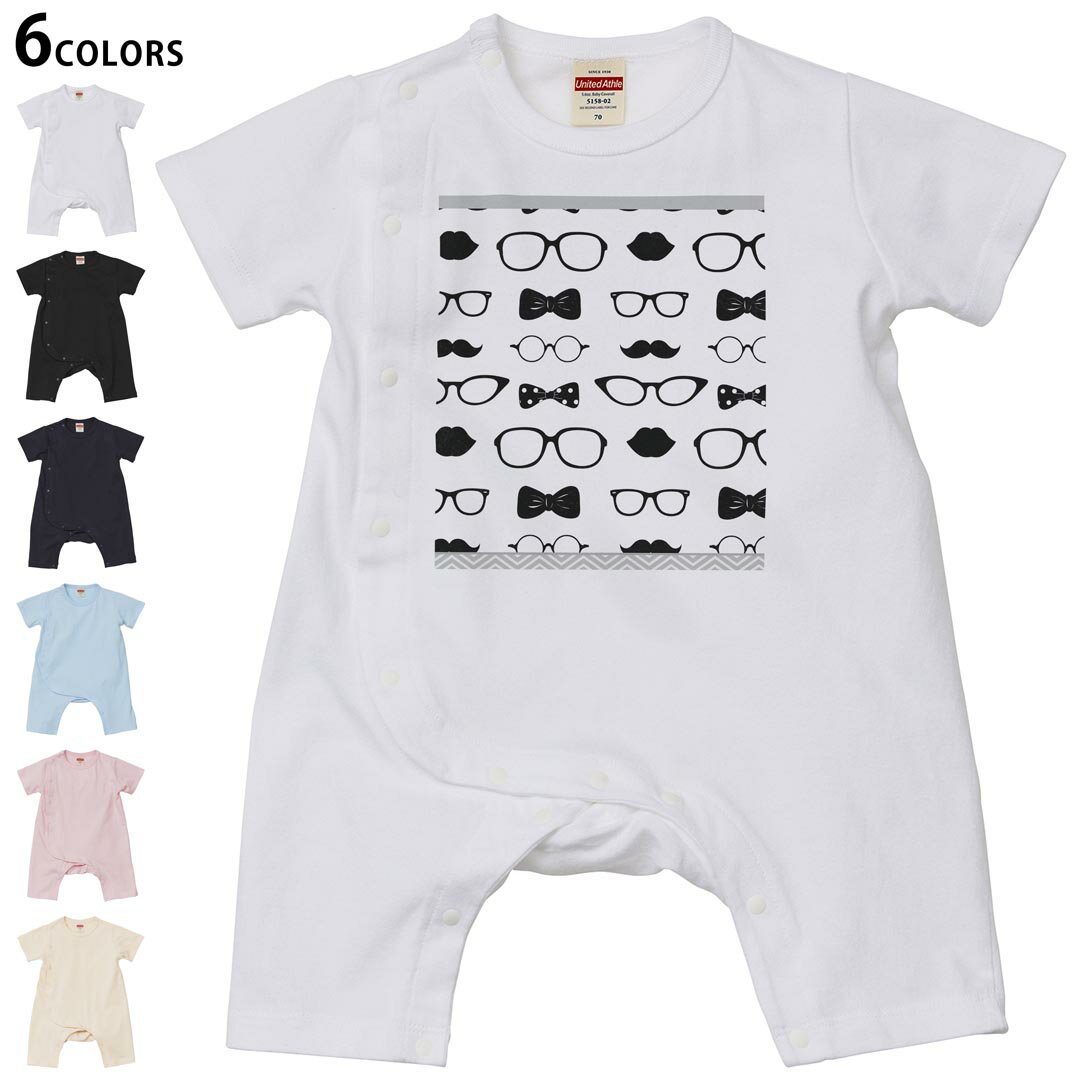 選べる6カラー ロンパース カバーオール 赤ちゃん 半袖 デザイン 70cm 80cm　rompers ベビー 新生児 キ..