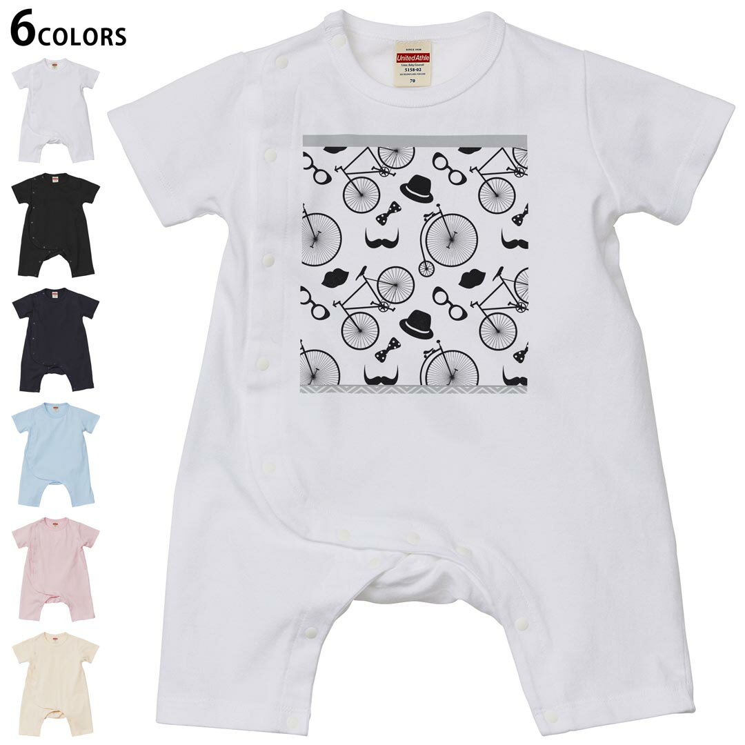 選べる6カラー ロンパース カバーオール 赤ちゃん 半袖 デザイン 70cm 80cm　rompers ベビー 新生児 キ..