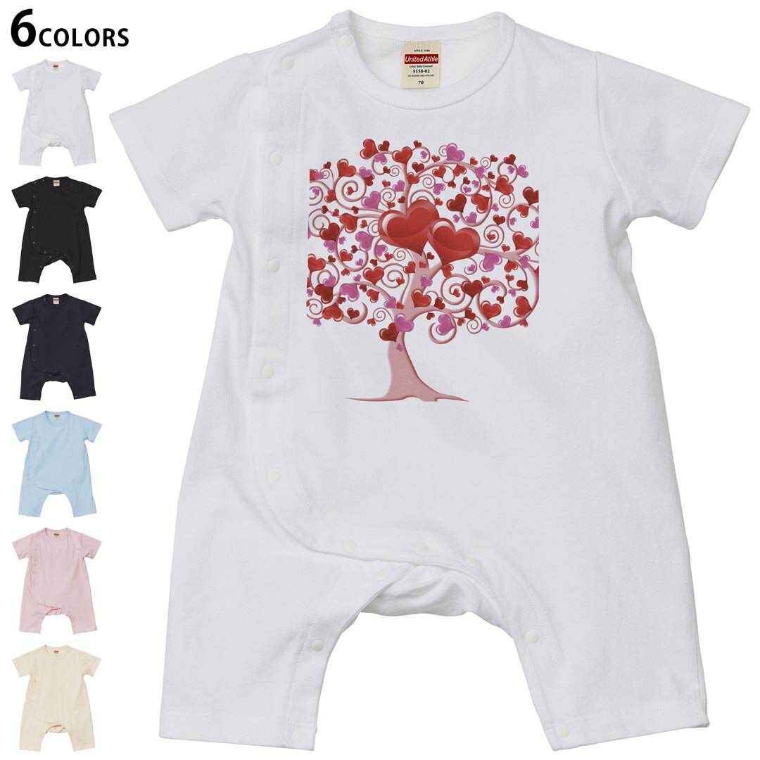 乐天商城 - 選べる6カラー ロンパース カバーオール 赤ちゃん 半袖 デザイン 70cm 80cm　rompers ベビー 新生児 キッズ 70サイズ 80サイズ ギフト マタニティ 妊婦 出産祝い プレママ ティーシャツ T shirt 007582 ハート　赤　レッド　ピンク