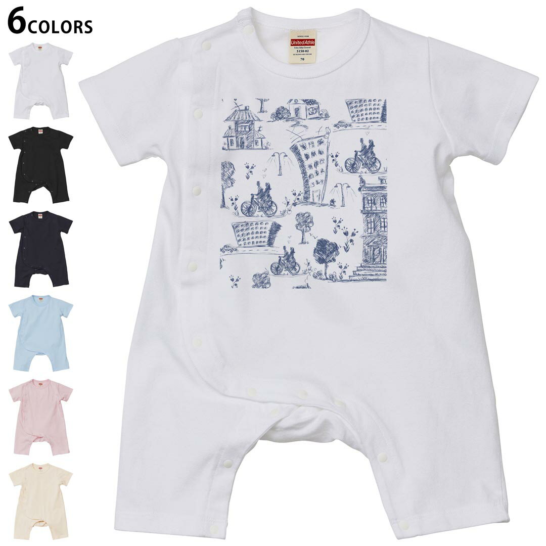 選べる6カラー ロンパース カバーオール 赤ちゃん 半袖 デザイン 70cm 80cm　rompers ベビー 新生児 キ..
