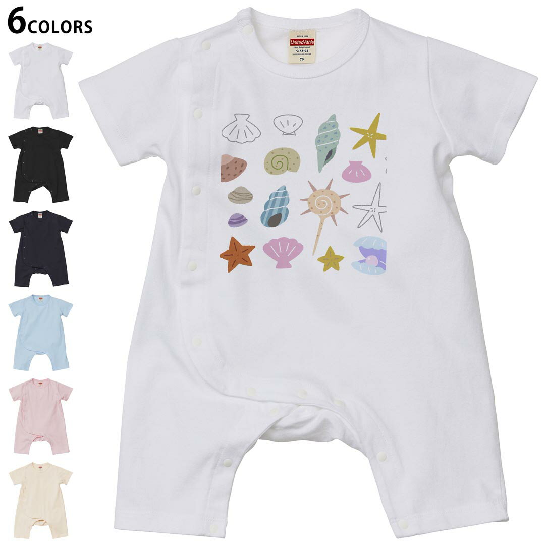 選べる6カラー ロンパース カバーオール 赤ちゃん 半袖 デザイン 70cm 80cm　rompers ベビー 新生児 キ..