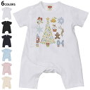 選べる6カラー ロンパース カバーオール 赤ちゃん 半袖 デザイン 70cm 80cm rompers ベビー 新生児 キッズ 70サイズ 80サイズ ギフト マタニティ 妊婦 出産祝い プレママ ティーシャツ T shirt 009956 クリスマス ツリー 雪