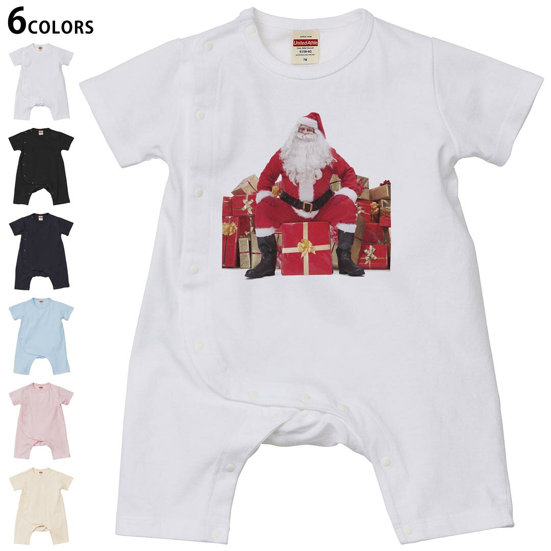 Coverall - 選べる6カラー ロンパース カバーオール 赤ちゃん 半袖 デザイン 70cm 80cm　rompers ベビー 新生児 キッズ 70サイズ 80サイズ ギフト マタニティ 妊婦 出産祝い プレママ ティーシャツ T shirt 009980 クリスマス　サンタ　写真