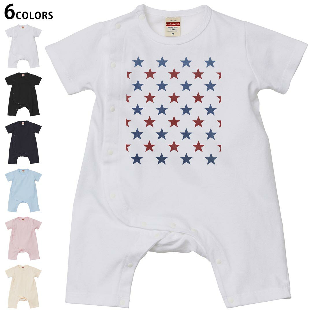 Short Sleeves - 選べる6カラー ロンパース カバーオール 赤ちゃん 半袖 デザイン 70cm 80cm　rompers ベビー 新生児 キッズ 70サイズ 80サイズ ギフト マタニティ 妊婦 出産祝い プレママ ティーシャツ T shirt 012369 赤　青　星