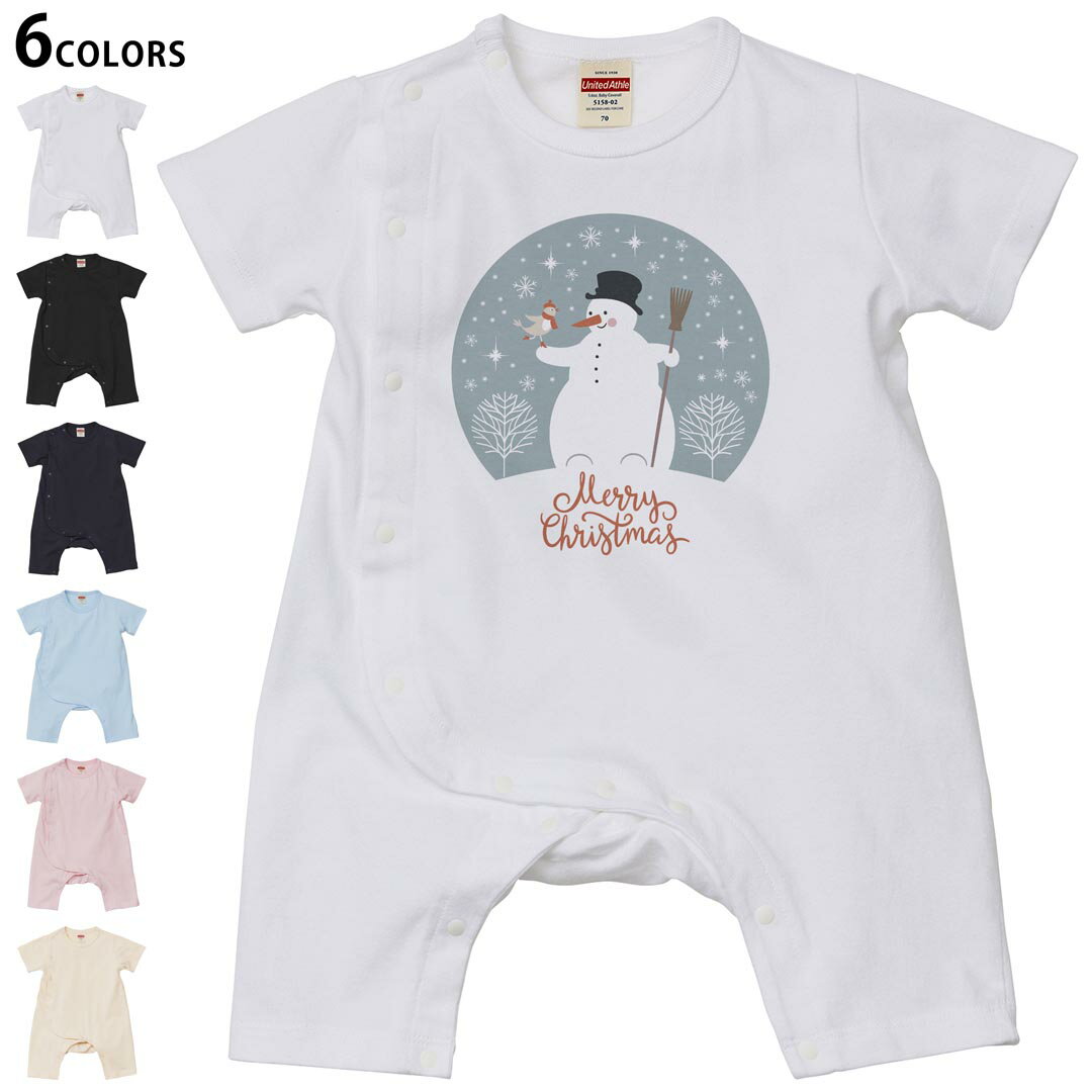 Short Sleeves - 選べる6カラー ロンパース カバーオール 赤ちゃん 半袖 デザイン 70cm 80cm　rompers ベビー 新生児 キッズ 70サイズ 80サイズ ギフト マタニティ 妊婦 出産祝い プレママ ティーシャツ T shirt 013416 雪　雪だるま　英語