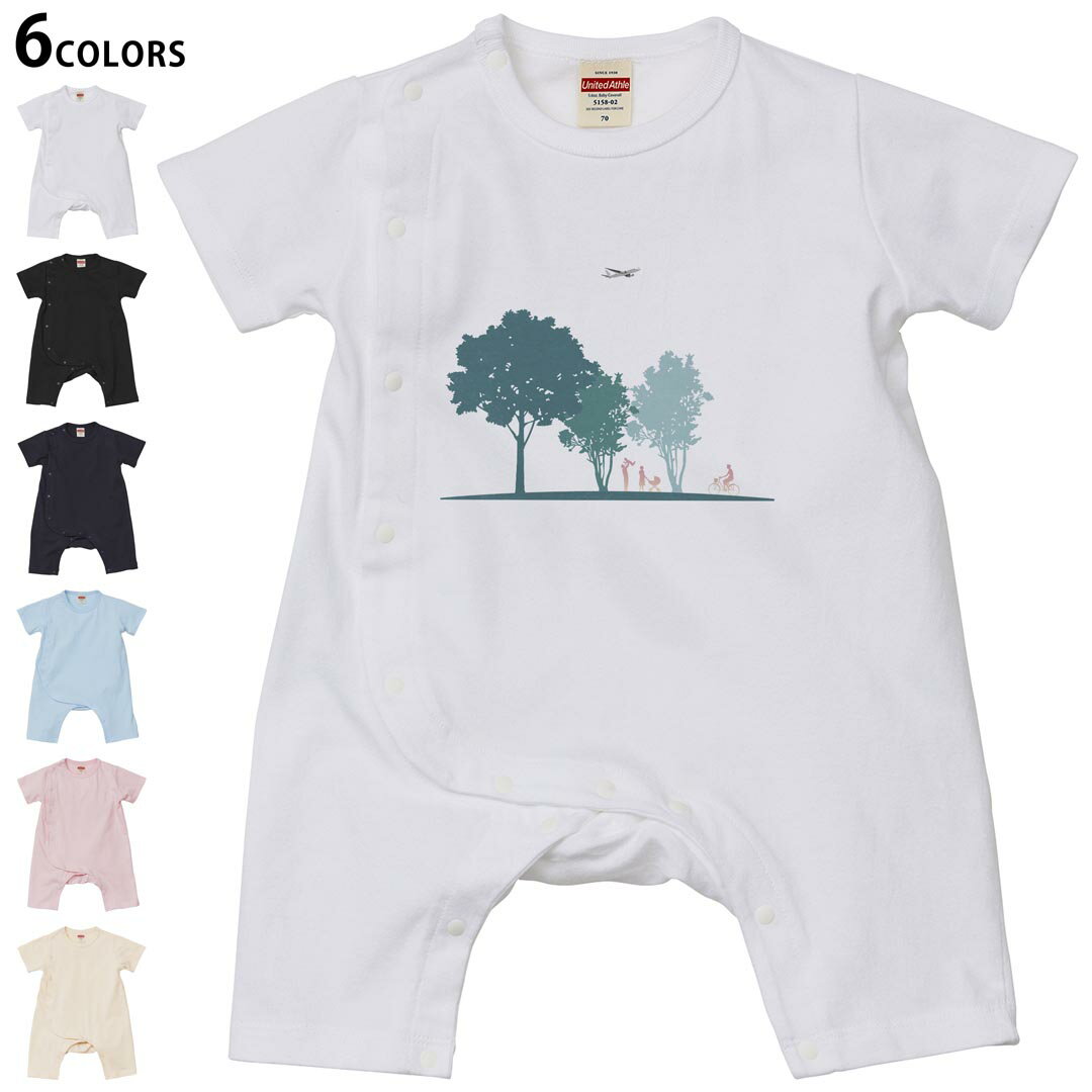 Short Sleeves - 選べる6カラー ロンパース カバーオール 赤ちゃん 半袖 デザイン 70cm 80cm　rompers ベビー 新生児 キッズ 70サイズ 80サイズ ギフト マタニティ 妊婦 出産祝い プレママ ティーシャツ T shirt 013623 木　人　飛行機