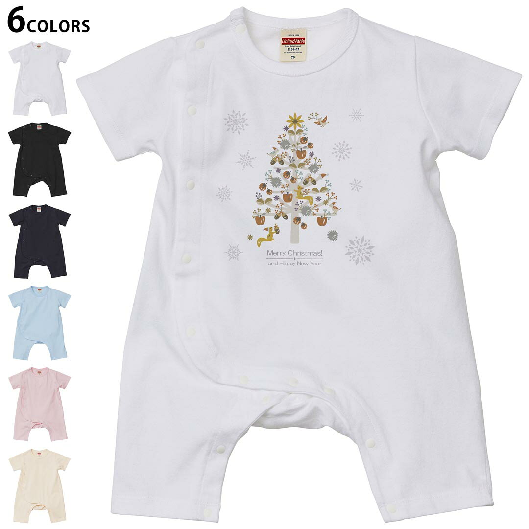 Short Sleeves - 選べる6カラー ロンパース カバーオール 赤ちゃん 半袖 デザイン 70cm 80cm　rompers ベビー 新生児 キッズ 70サイズ 80サイズ ギフト マタニティ 妊婦 出産祝い プレママ ティーシャツ T shirt 013854 ツリー　動物　クリスマス