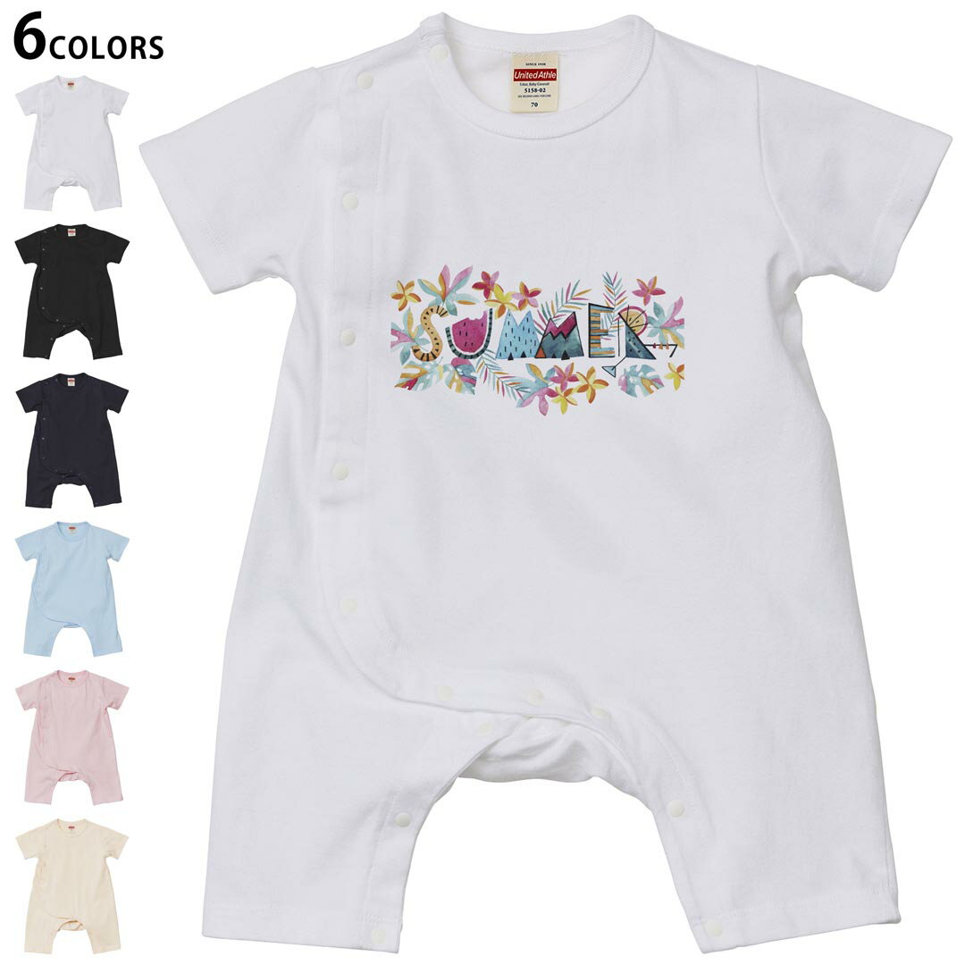 選べる6カラー ロンパース カバーオール 赤ちゃん 半袖 デザイン 70cm 80cm　rompers ベビー 新生児 キッズ 70サイズ 80サイズ ギフト マタニティ 妊婦 出産祝い プレママ ティーシャツ T shirt 014053 スイカ　　トロピカル
