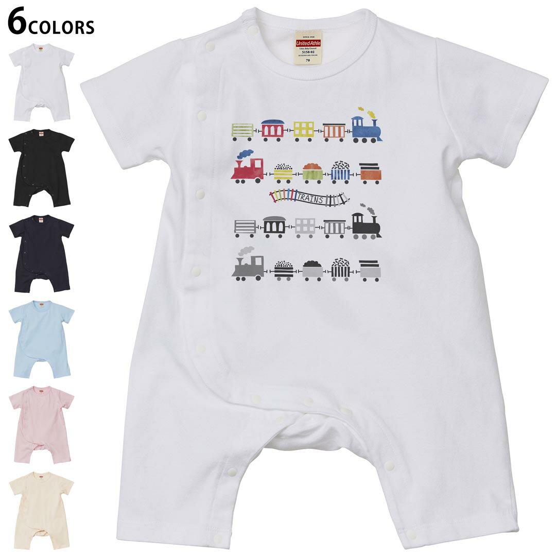 選べる6カラー ロンパース カバーオール 赤ちゃん 半袖 デザイン 70cm 80cm　rompers ベビー 新生児 キ..