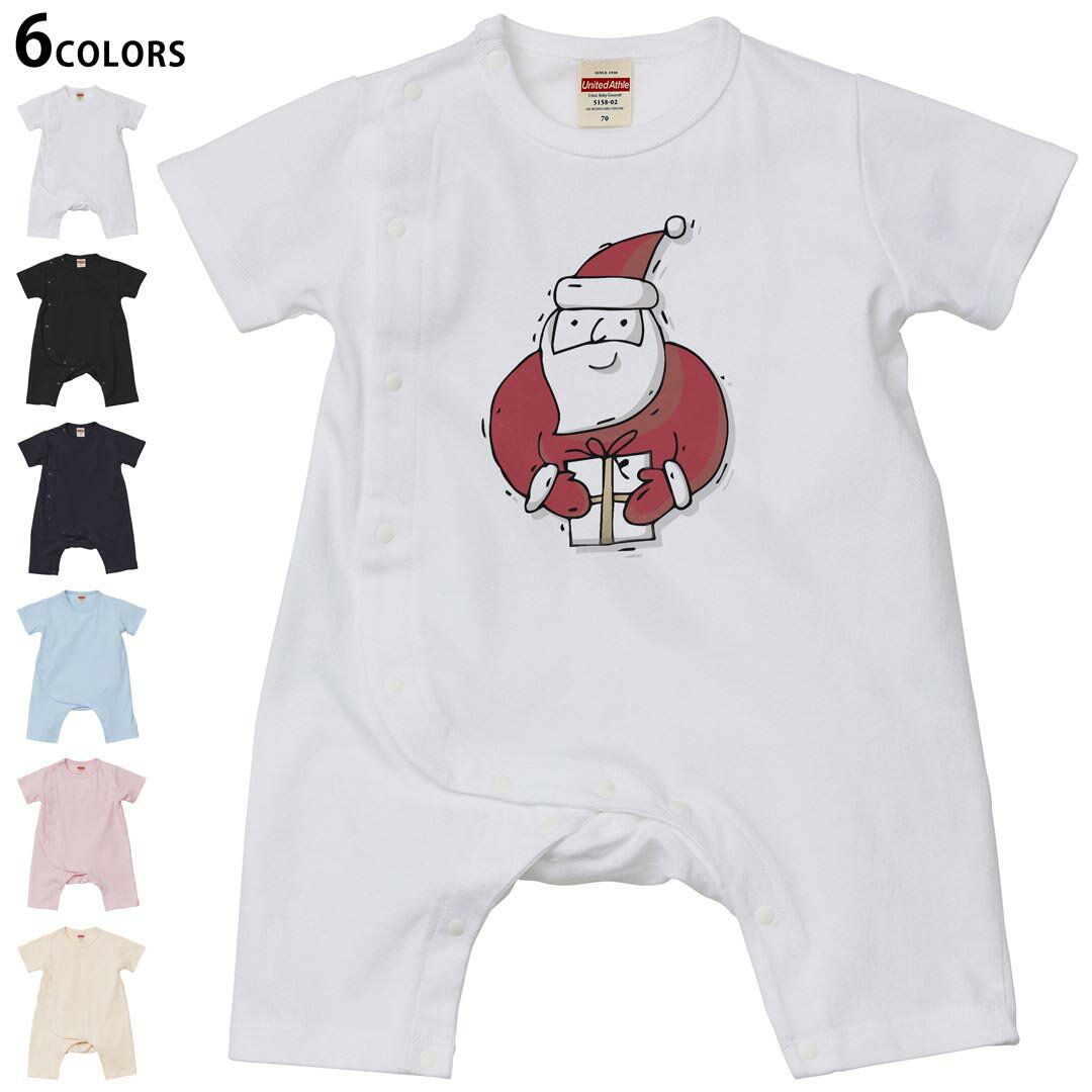 選べる6カラー ロンパース カバーオール 赤ちゃん 半袖 デザイン 70cm 80cm rompers ベビー 新生児 キッズ 70サイズ 80サイズ ギフト マタニティ 妊婦 出産祝い プレママ ティーシャツ T shirt 017684 サンタさん かわいい 赤